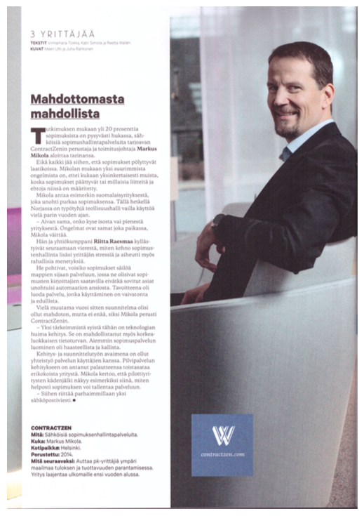 ContractZen Yrittäjä-lehdessä